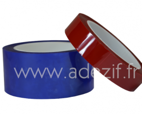 deux rouleaux de ruban adhésif polyester de couleur rouge et bleu