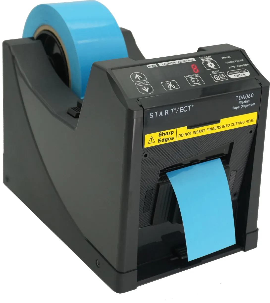 Dévidoir automatique TDA060 coupant une bande de ruban adhésif à longueur programmée sur un poste d'atelier